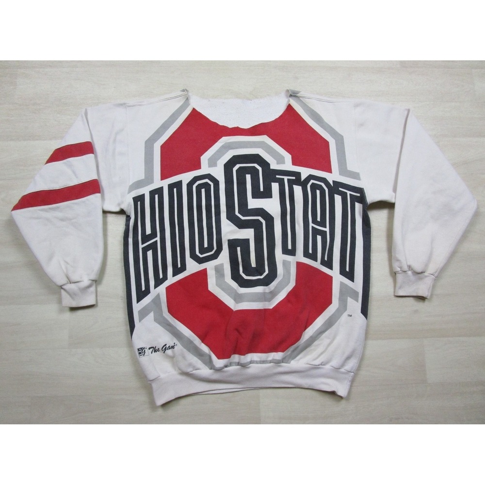 Vintage 90s Ohio State Buckeyes AOP Sweatshirt (XL) Cut Neck Football The Game